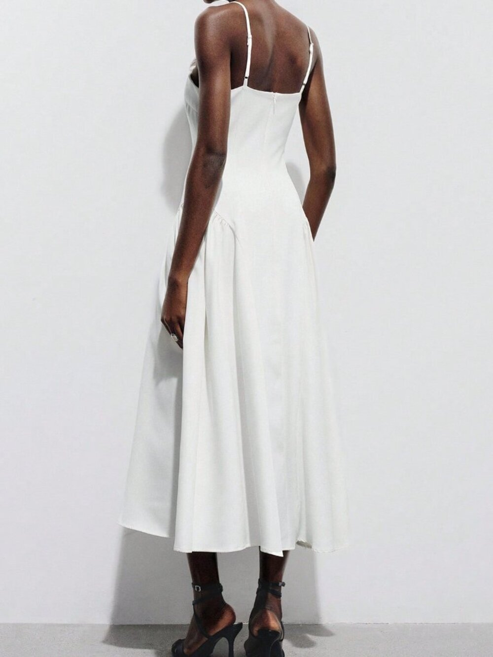 White Casual Women's Minimalist Tailored Ivory Dress - Picture 2 of 7
